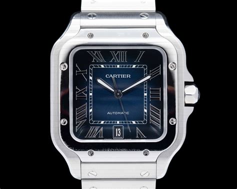 cartier santos baby blue|cartier santos large blue dial.